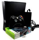 Microsoft Xbox 360 Slim Console Bundle (Black) + 3 RANDOM GAMES - TESTED!