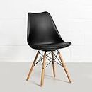 Bhumika Overseas Eames Replica Nordan DSW Stylish Modern Furniture Plastic Chairs with Cushion Black Color