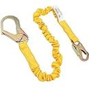 WELKFORDER Single Leg 6-Foot Fall Protection Internal Shock Absorbing Stretchable Safety Lanyard with Snap & Rebar Hook Connectors ANSI Compliant