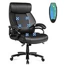 Giantex Massage Home Office Chair, PU Leather Computer Gaming Chair w/ 5 Modes Massage Function, Remote Control, Thick Foam Cushion & Heavy Duty Base, Rolling Executive Managerial Chair, Black