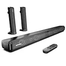 ULTIMEA 2.2ch Sound Bars for TV, Peak Power 100W, 2-in-1 Detachable Bluetooth 5.3 Soundbar for TV, 3 EQ Modes, Bass Adjustable for TV Speakers, ARC/Optical/Aux/Wall Mount, Apollo S40 Detachable Series