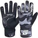 Grip Active Winter Cycling Gloves Water Resistant Windproof BMX Anti-Slip with Reflective Sticker (XL, Grey/Camo)