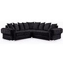 Black Large Corner sofa - Suede Fabric Sofas - 5 Seater Corner sofa for living room - Cheap couches with Scatter back - Luxury 2C2 Settee set -033