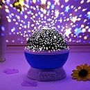 FRESTYQUE Star Master Rotating 360 Degree Moon Night Light Lamp Projector With Colors And Usb Cable,Lamp For Kids Room Night Bulb (Multi Color,Pack Of 1, Random,Crystal)