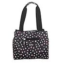 Nicole Miller Insulated Lunch Bag Tote –Open Cooler Ice Bag Lunch Box for Food with Drink Bottle Holder for Women, Men, Kids, Picnic, Boating, Beach, Fishing & Work( Multi Dots Black)