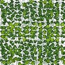 14 Pack 98Ft Artificial Ivy, Garland Fake Vines Leaves Hanging Vine Green Plant for Home Bedroom Garden Trellis Fence Balcony Wedding Event Décor