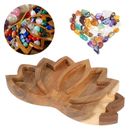 Lotus Shape Wooden Tray Decor For Crystal Stones Jewelry Display Organizer Gift