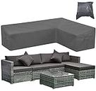 Patio Furniture Sectional Couch Sofa Cover Skyour Gray Weatherproof Heavy Duty 420D Oxford Outdoor L Shaped Sectional Garden Rattan Corner Sofa Furniture Protector Covers (Left Side Long: 112x87in)