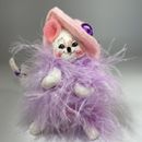 Annalee 5” Easter Bonnet Dress-Up Mouse in Pink Hat & Purple Boa Doll 2006
