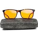 THL Blue Light Blocking Glasses for Better Sleep - Amber Orange Computer Filter Anti Eye Strain - Square Eyeglasses Frame (Tortoise) Wide