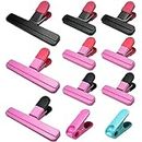 Aranray 11 Pack Chip Clips Bag Clips Food Bag Clips for Food Packages Chips Storage Bags Heavy Duty Snack Kitchen Potato (3 Large, 6 Small & 2 Round, Black Pink)