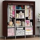 6+2 Portable Wardrobe for Storage Carbon Steel Collapsible Wardrobe (Finish Color - Brown, DIY(Do-It-Yourself))