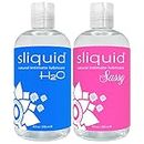 Sliquid Naturals Water-Based Lube for Women/Men/Couples - Sliquid H2O 8.5 Oz and Sliquid Sassy 8.5 Oz Personal Lubricant Set, Non-Staining, Unscented, Unflavored (2 Piece Set)