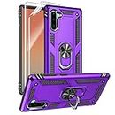 Samsung Galaxy Note 10 Case, Note10 Case with HD Screen Protectors, Androgate Military-Grade Metal Ring Holder Kickstand 15ft Drop Tested Shockproof Cover Case for Samsung Note 10 (2019) Purple