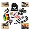 IMMORTAL FITNESS Portable Home Workout Resistance Set - Physical Therapy at Home - Resistance Bands, Jump Rope, Ab Wheel, Push-up Bars, and More! Great for Training at Home or on The Go