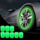 AARKRI SALES All-New Bike/Car Tyre Air Valve Caps – Universal Fluorescent Tire Valve Caps for Cars & Bikes with Neon Glow - Brighten Up Your Ride Instantly, (Pack of - 4, Green)