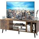 Yusong TV Stand for 55/65 inch TV, Mid Century Modern TV Console Table, Media Entertainment Center with Storage for Living Room Bedroom, Wood TV Cabinet, Rustic Brown