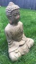 Grande statua in pietra cemento oro 15 pollici ornamento giardino Buddha SPEDIZIONE GRATUITA