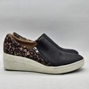 Naturalizer Wedge Shoes Womens Size 9 M Sierra Black Leopard Slip-On Zip Sneaker