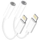 Apple MFi Certified 2 Pack Lightning to 3.5 mm Headphone Audio Aux Jack Adapter Dongle Cable Converter Compatible with iPhone 12 11 Pro XR XS Max X 8 7 iPad