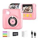 Kids Camera for Girls Boys, Kids Instant Print Camera Toy for 3-14 Year Old, 1080P HD Kids Digital Camera with Photo Paper Birthday Gifts for 3 4 5 6 7 8 9+ Year Old Girl 6 Colour Pens 32GB SD Card