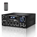 Daakro Home Audio Amplifier,2-Channel Bluetooth 5.0 HiFi Mini Amp Home Theater,Max 400Wx2 RMS 60Wx2 Car Speaker Receiver w/Echo/MIC/USB/SD/AUX/FM for Home,Car,Karaoke