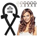 cobinaan Heatless Curling Rod Headband No Heat Hair Curlers for Long Hair Silk Curls Headband You Can To Sleep In Overnight, Soft Rubber Hair Rollers, Curling Ribbon and Flexi Rods for Natural Hair (Black)