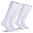 CELERSPORT 2 Pack Baseball Soccer Softball Soccer Tube Socks For Youth Kids Men Women Multi-sport Socks White Large