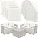 Barydat 4 Pack Polyester Outdoor Chair Mat Set, Seat Cushion 17 x 16 x 2 Inch, Back Cushion 18 x 18 Inch, Outdoor Cushion for Patio Furniture, All Weather (White)