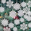 36 Pack Plastic White Snowflake Ornaments Christmas Winter Decorations, Hanging Snowflake Decorations for Winter Wonderland Christmas Tree