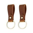Create idea 2pcs Automotive Retro Leather Metal Keychain,Genuine Leather Strap Key Ring,for Men Women Car Bag Backpack Decoration Small gifts