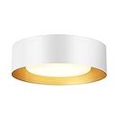 Goomavi Modern Flush Mount Ceiling Lights,Minimalist 12.5IN Round Close to Ceiling Light Fixtures,White and Gold Metal Ceiling Lighting Lamp for Kitchen,Bedroom, Entryway,Hallway