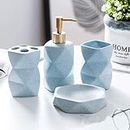 Bathroom Accessories Set Bathroom Accessory Set Design Ceramic Bathroom Accessory Set - Soap Dish Soap Dispenser Glass/Toothbrush Holder (Color : Blue Size : 6 Piece Set) (Blue 4 Piece Set)
