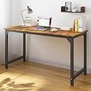 Advwin Modern Computer Desk 120 * 60 cm Retro Wooden Top Sturdy Black Metal Legs Writing Tables for Home Office Desk Apartment Dorm Simple Workstation
