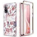 SURITCH Compatible with Samsung S20 FE Case, [Built-in Screen Protector] Shinning Marble Full-Body Protection Shockproof Rugged Bumper Protective Cover for Samsung Galaxy S20 FE (Rose Marble)