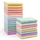 HOMEXCEL Baby Washcloths 24 Pack,Microfiber Coral Fleece Baby Bath Face Towel 7x9 Inch Extra Absorbent and Soft Burp Cloth and Wash Cloths for Newborn,Infants and Toddlers,Gentle On Sensitive Skin