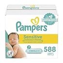 Pampers Sensitive Baby Wipes, Water Based, Hypoallergenic and Unscented, 7 Refill Packs (588 Wipes Total) [Packaging May Vary]