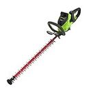 Greenworks 26" Battery Hedge Trimmer with Dual Action Blade, Brushless Motor Cuts up to 28mm Thickness, 3400 SPM WITHOUT 40V Battery and Charger GD40HT66, green
