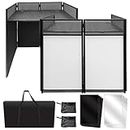 AxcessAbles Portable DJ Facade Booth with Black and White Lighting Scrims, Carry Cases | Standing DJ Table - 40" x 20" | DJ Controller Stand | Recording Mixer Stand| DJ Booth (ES-01)