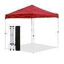 LANMOUNTAIN Pop Up Canopy 8X8 FT,Portable Sun Instant Shelter w/Backpack Bag,Waterproof,Adjustable Straight Leg Heights Canopies,Outdoor Tents for Parties,Camping,Commercial Event,Red