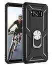 Samsung Galaxy S8 Case, DUEDUE Military Grade Ring Kickstand Shockproof Bumper Hard PC Back Cover Drop Protection Full Body Protective Case for Samsung Galaxy S8, Black