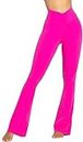 Sunzel Flare Leggings, Crossover Yoga Pants for Women with Tummy Control, High-Waisted and Wide Leg Hot Pink
