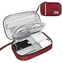 Lcsmaokin Travel Cable Organizer Bag Pouch Electronic Accessories Carry Case Portable Waterproof All-in-One Storage Bag for Cable,Charger, Phone, Hard Drive，SD Card-Wind Red