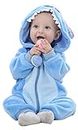Baby Rompers Newborn Girls Boys Animals Zipper Hooded Jumpsuit Autumn Winter Flannel Clothing Unisex, Blue Star, 18-24 Month