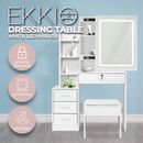 EKKIO Dressing Table LED Makeup Mirror Stool Set Vanity Desk With Drawer Lighted