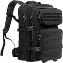 ProCase Military Tactical Assault Backpack Rucksacks, 40L Large Capacity MOLLE Army Pack Bag Go Bag, for Hiking Trekking Camping Travelling Climbing and Other Outdoor Activities –Black