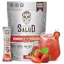 Salud 2-in-1 Energy and Focus Drink Powder, Strawberry Margarita - 15 Servings, Organic Caffeine, B6 + B12, Theanine, Clean Energy Agua Fresca Mix, Non-GMO, Gluten Free, Vegan, Low Calorie, 1G Sugar