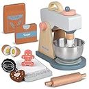 Play Kitchen Accessories Wooden Mixer Set Pretend Play Food Sets for Kids Role Play Toys for Girls and Boys (Mixer Set)