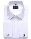 Alimens & Gentle Men's French Dress Shirt Regular Fit (Include Cufflinks Collar Stays) (19" Neck 35"-36" Sleeve, White)