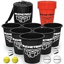 BucketBall | Team Color Edition | Combo Pack (Black/Orange): Original Yard Pong Game: Best Camping, Beach, Lawn, Outdoor, Family, Adult, Tailgate, Jumbo, Giant Game